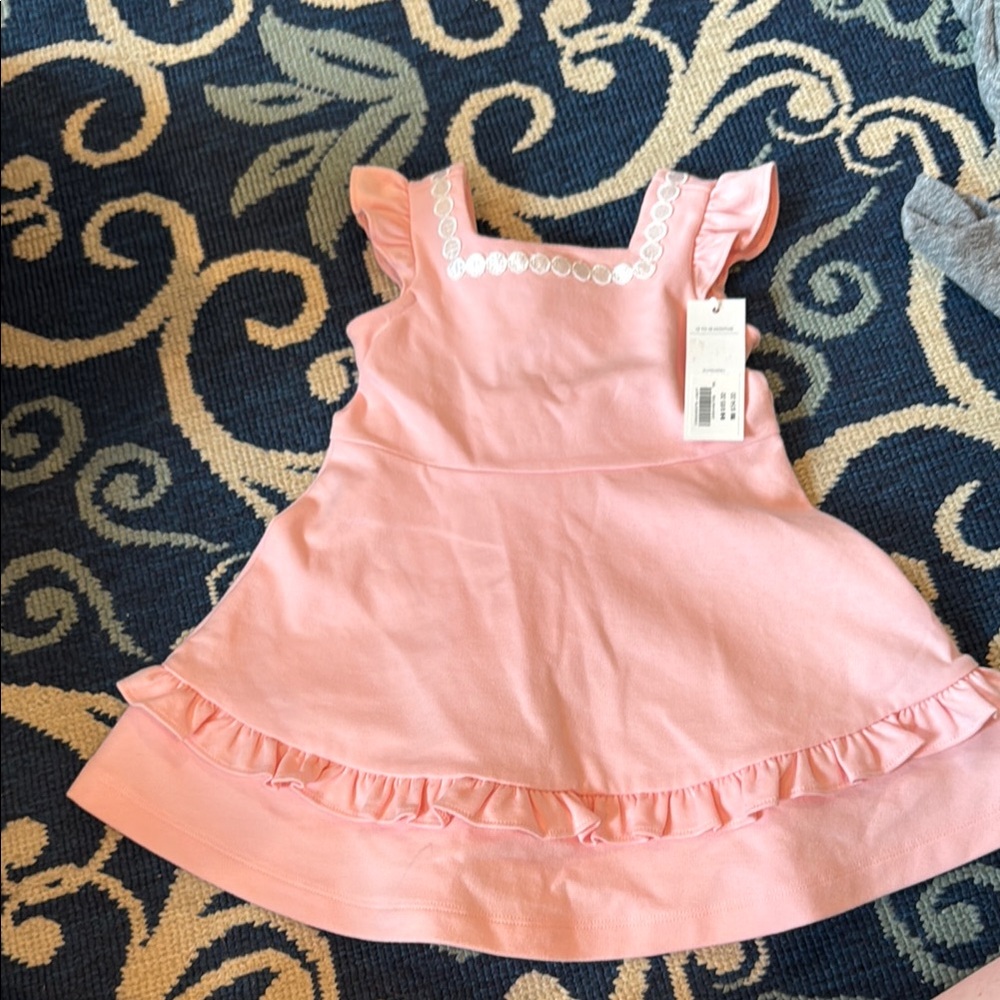 Easter Bouquet Dot Trim Ponte Dress